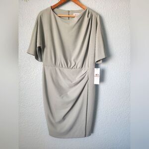 Calvin Klein Moss Light Green Midi Dress with Timeless Elegance New With Tags